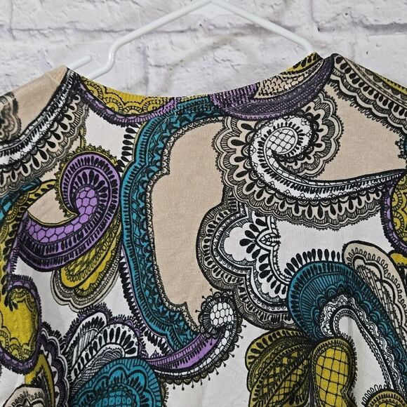 Lane Bryant 22/24 Women Plus Teal Sequin Paisley Print Cardigan Sweater Knit - Picture 9 of 10